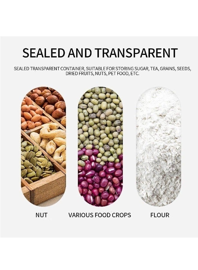 Reelyo Rice Bucket, Clear Plastic Grain Bucket with Measuring Cup, Sealed Household Grain Storage Bucket Transparent Square Rice Storage Box Kitchen Rice Bucket Grain Cereal Dispenser Sealed Storage Box with Lid - Image 3